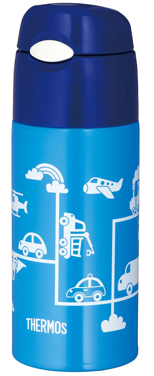 Thermos Water Bottle Vacuum Insulated Straw Bottle 400ml Blue Navy FHL-402F BL-N_2
