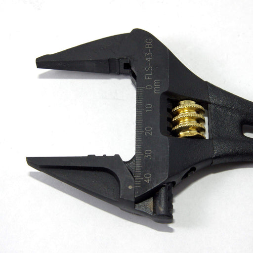 Fujiya Light Short Adjustable Wrench Black Gold Grip FLS-43-BG Max opening 43mm_2