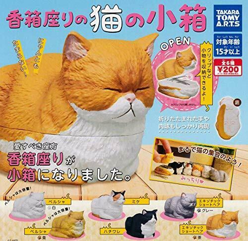 TAKARA TOMY barrel small box of cat sitting Gashapon 6 set small box capsule NEW_1
