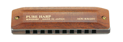 SUZUKI MR-550H PURE HARP G-Key 10-holes Harmonica Wooden Body & Cover Brown NEW_1