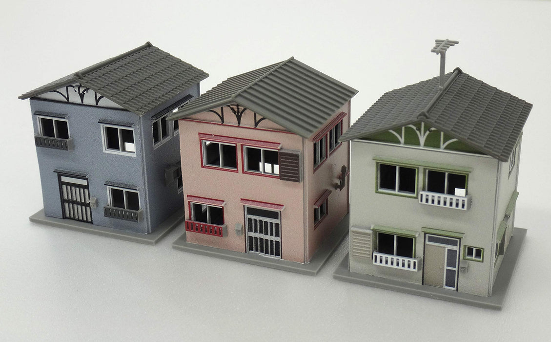 GREENMAX N gauge Painted House Set C Showa Modern House Set of 3 Kit 2600 NEW_3