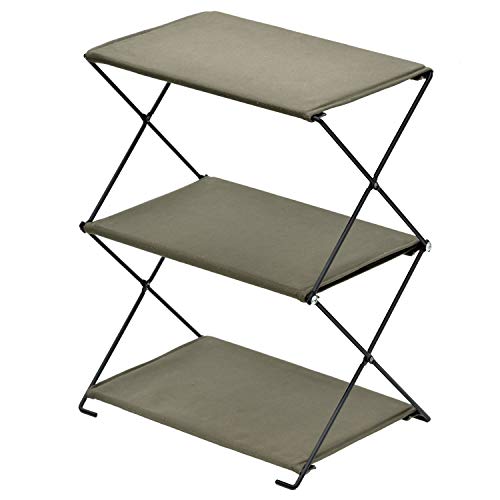 BUNDOK Folding Rack BD-196 Khaki Lightweight Storage Camping (34D x 48W x 60Hcm)_1