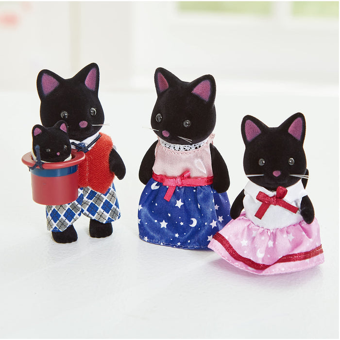 EPOCH Sylvanian Families STARRY SKY CAT FAMILY Black FS-37 Calico Sitters NEW_3