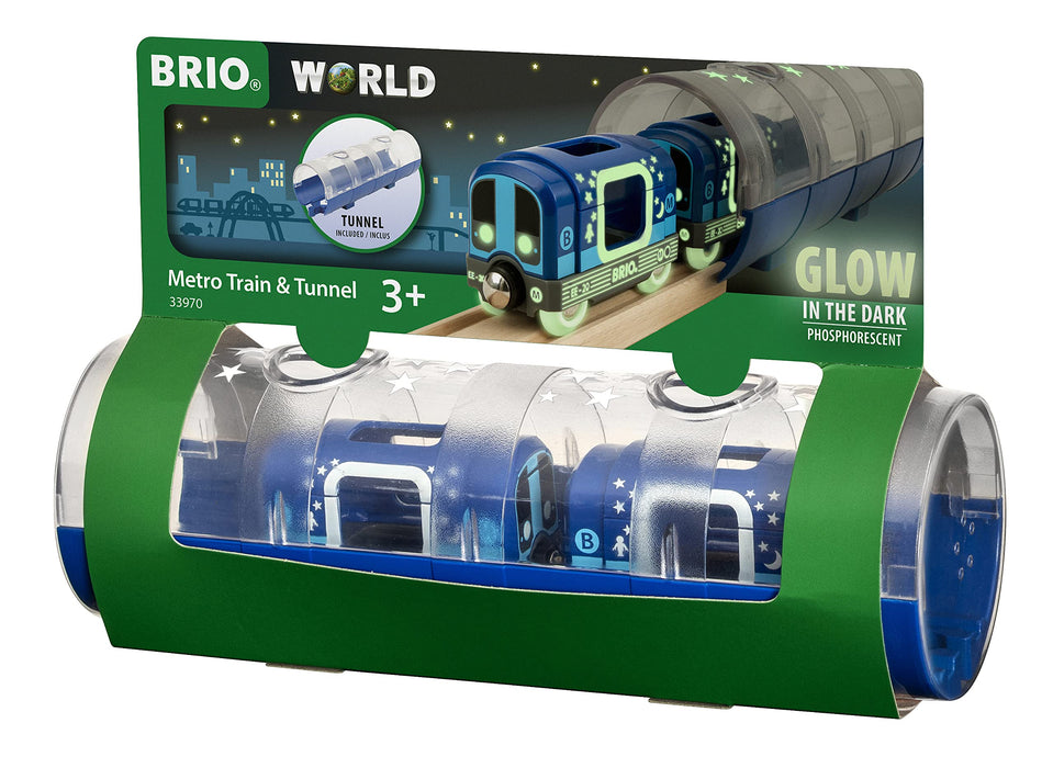 BRIO WORLD Metro Train & Tunnel Wooden Rail Toy 33970 Glow In The Dark 3-piece_7