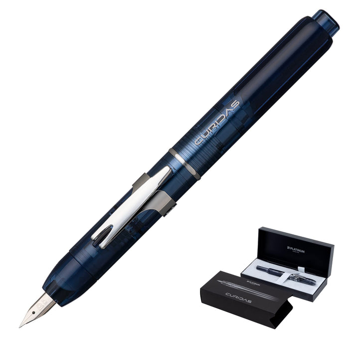 PLATINUM Fountain Pen Curidas Abyss Blue Fine Point PKN-7000#50-2 Knock Type NEW_1