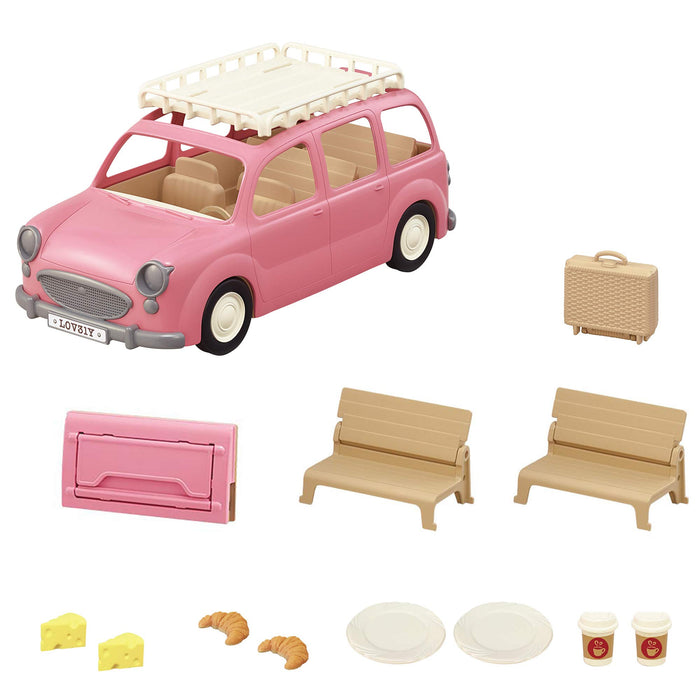 EPOCH Sylvanian Families PINK PICNIC WAGON V-06 Calico Critters Plastic NEW_3