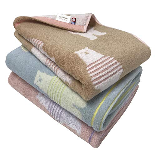 Imabari Towel Certification Border Bear Bath Towel 3 sheets set 120cmx60cm NEW_1