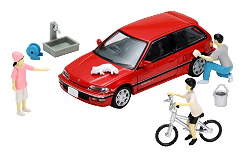 Tomica Diocolle 02a 1/64 CAR WASH 02a HONDA CIVIC 25XT 1989 Red 290186 NEW_1