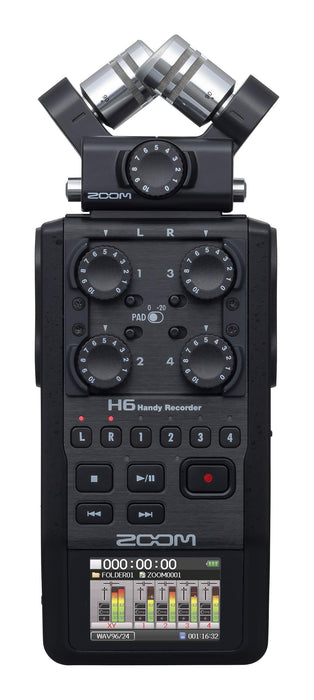 ZOOM Handy recorder H6/BLK Linear PCM/IC Microphone capsule exchange type Black_1
