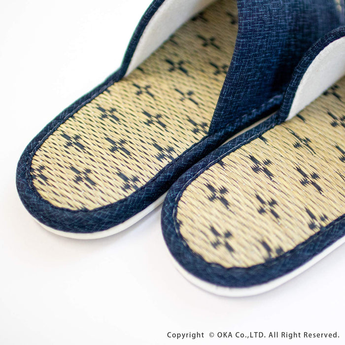 OKA Made in Japan Tatami Slippers L Size Blue Foot Size 26.5cm 28.5x23x9cm NEW_4