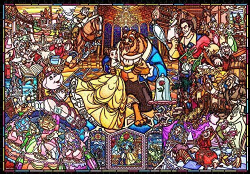 1000 Piece Jigsaw Puzzle Beauty and the Beast Story Stained Glass Pure White NEW_1
