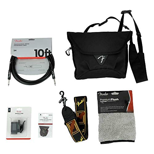 Fender Accessory Kit Monogrammed Strap/Original Tuner/Cloth/Picks/Cable with Bag_1