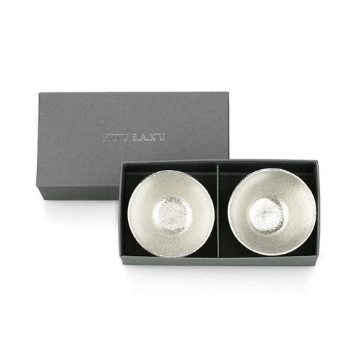 Nousaku Tin Sake Cups 2 Pair set Teshigoto Club 78ml 6.2x4.3Hcm in Gift Box NEW_2
