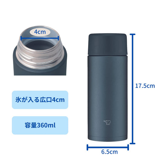 ZOJIRUSHI SM-ZA36-BM 0.36L Thermos Bottle Seamless-cap Slate Black 2020 Model_2