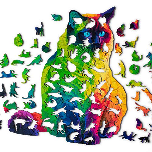 Wooden Puzzle Jigsaw Puzzle 224 pieces of mysterious cat 13.1 x 11.4 inch NEW_1