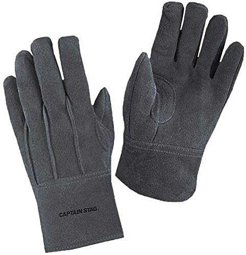 CAPTAIN STAG Outdoor Camping BBQ Soft Leather Gloves Black / L size NEW_1