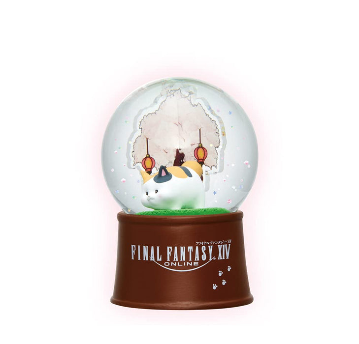 Final Fantasy XIV FF14 Glittering Snow Dome Snow Globe Figure Fat cat TAITO NEW_1