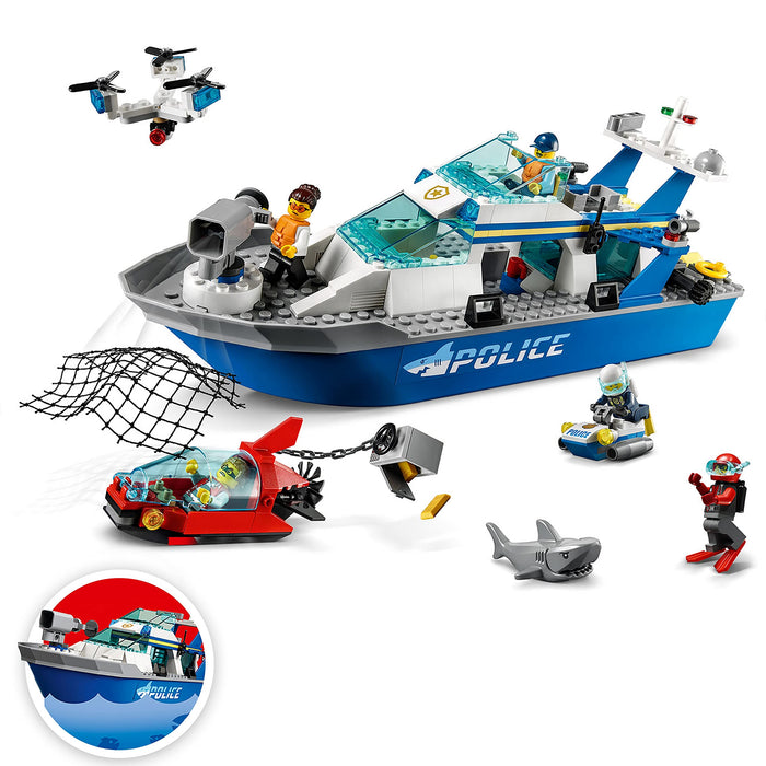 Lego City Police Patrol Boat Drone Toy Scooter Police Vehicle Set 60277 NEW_5