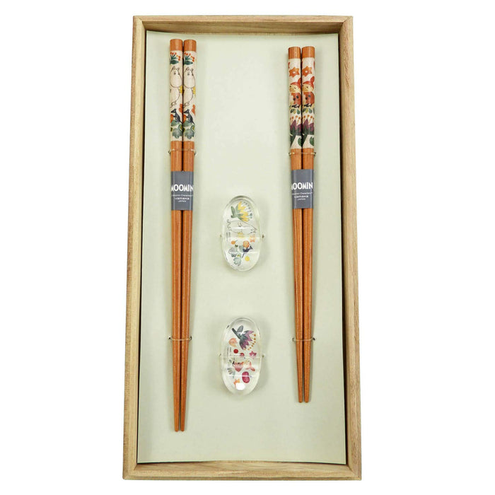 YAMAKA SHOTEN MOOMIN Chopsticks pair set wooden box Filled Herbarium MM2100-842H_1