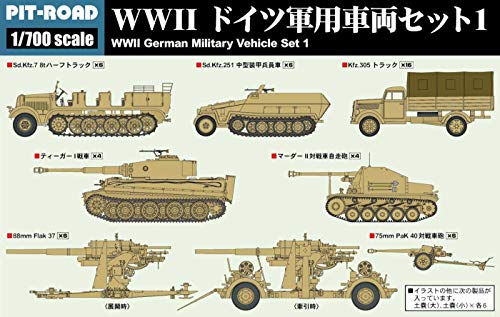 PIT-ROAD 1/700 MI Series WW 2 German Military Vehicle Set 1 Kit NEW from Japan_1