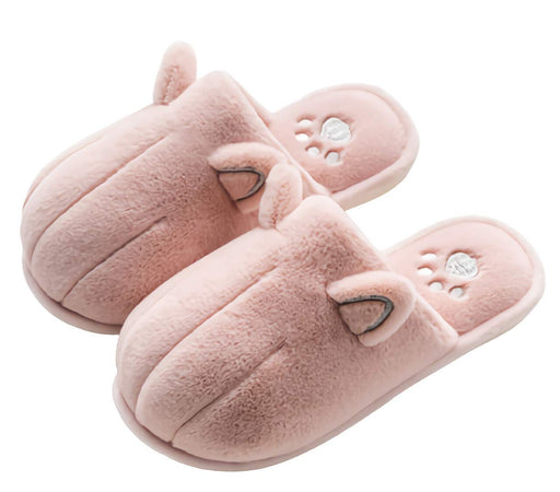 Neko Town Cat Slippers (Non-Slip) Indoor Unisex Room Shoes Cat Fluffy (Pink) NEW_1
