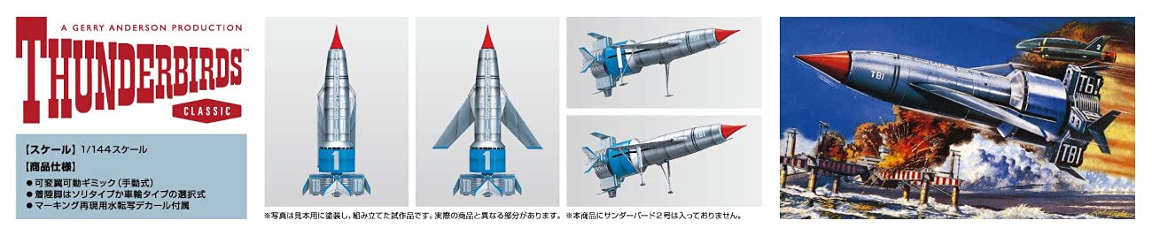 Aoshima Thunderbird No.1 1/144 Scale Plastic Model Kit Not Painted Molding Color_8
