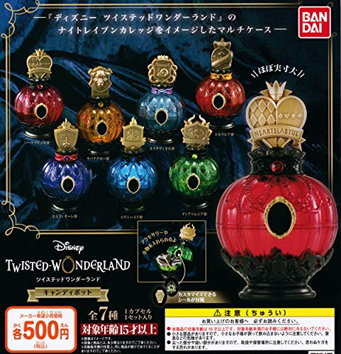 Disney Twisted-Wonderland candy pot figure 7 set Multi case BANDAI Gashapon 14cm_1