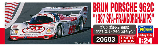 Hasegawa 1/24 Brun Porsche 962C 1987 Spa Francorchamps Plastic Model Kit 20503_2