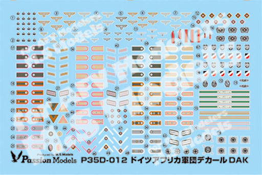 Passion models 1/35 German Africa Corps Decal Set Plastic Model Decal P35D-012_1