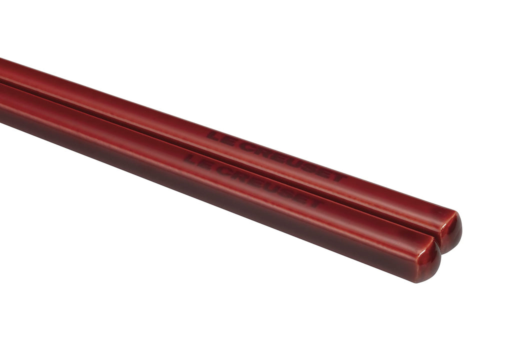 Le Creuset Square ChopStick Natural Wood Cherry Red Made in Japan DishwasherSafe_4
