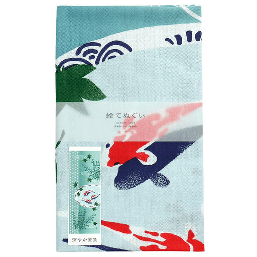 Hama pattern Picture Tenugui Refreshing Goldfish 34x90cm Cotton Cut Cloth NEW_2