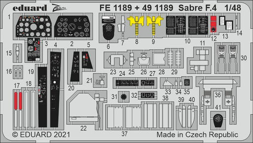 Eduard 1/48 Zoom Canadair Saber F.4 Photo-Etched Parts (for Airfix) EDUFE1189_1