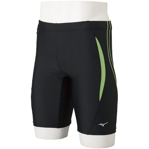 MIZUNO N2JB1112 Men's Swimsuit Half Spats Inseam 21cm Black x Light Green XL NEW_1