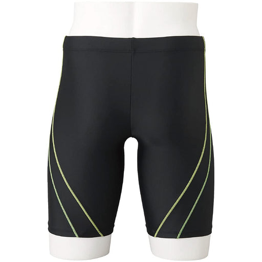 MIZUNO N2JB1112 Men's Swimsuit Half Spats Inseam 21cm Black x Light Green XL NEW_2