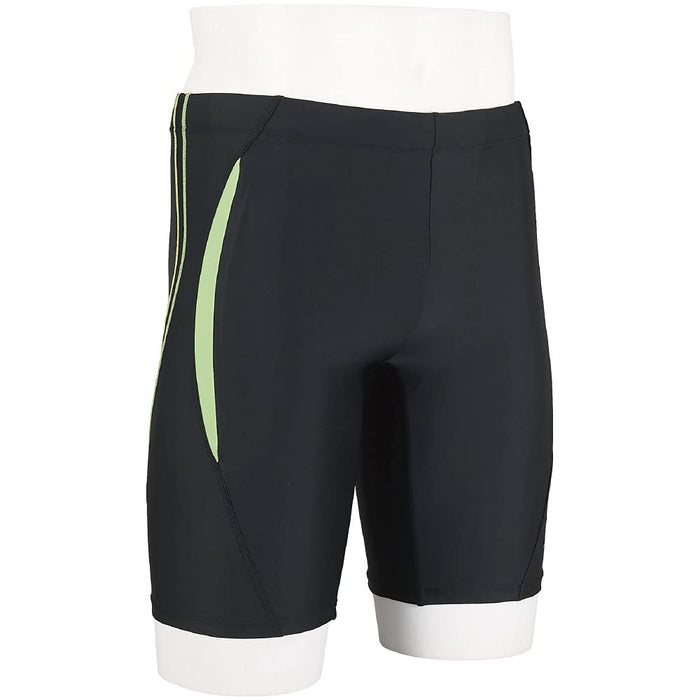 MIZUNO N2JB1112 Men's Swimsuit Half Spats Inseam 21cm Black x Light Green L NEW_3