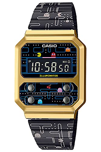 Casio Pac-Man Collaboration Watch Gold & Black A100WEPC-1BJR Limited Collection_1
