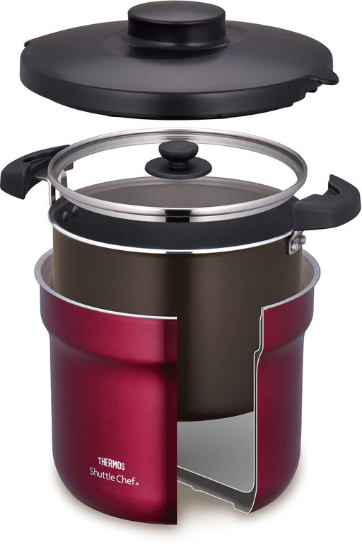 THERMOS ‎KBJ-4501 R Vacuum Thermal Cooker Shuttle Chef 4.3L for 4 to 6 Red NEW_2