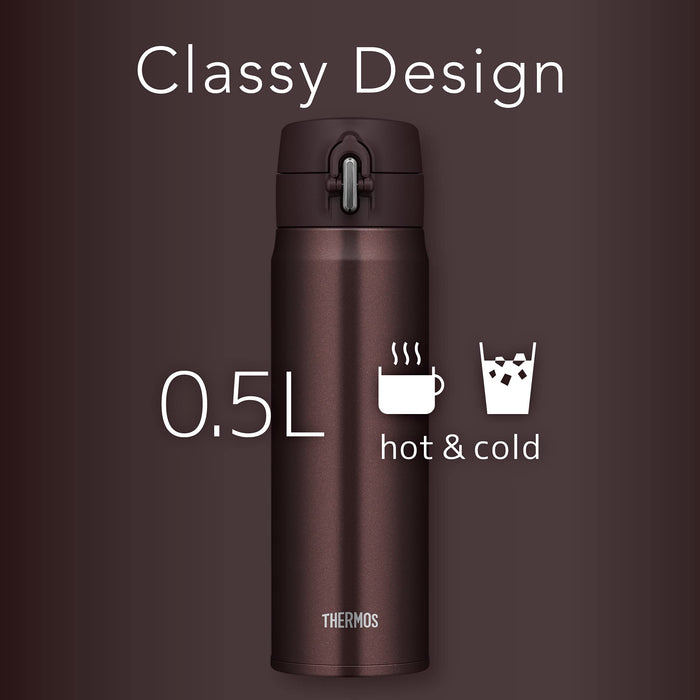 Thermos Water Bottle Vacuum Insulated Mobile Mug 500ml Brown JOH-500 BW NEW_3