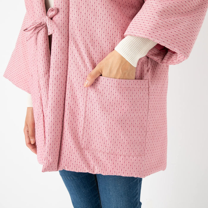 Japanese Warm Wear Kimono Hanten Winter Jacket for Women Pink Made in Japan NEW_4