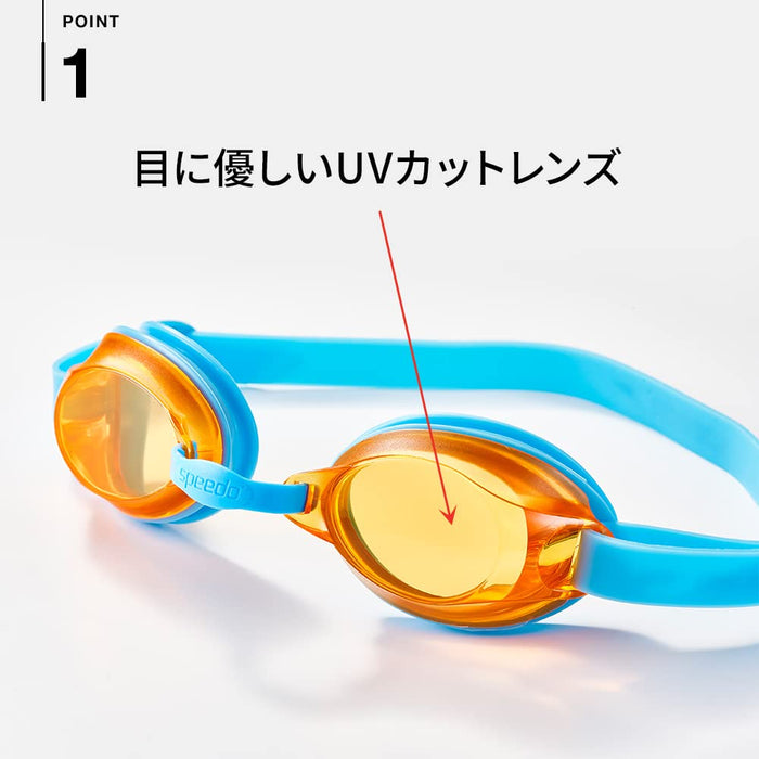 Speedo Swimming Goggles Jet Junior Unisex SEB02210 Blue/Orange One Size NEW_3