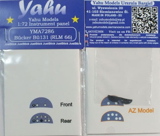 1/72 Bucker Bu-131 (RLM 66) Instrument Panel for RS Models Model Parts YMA7286_2