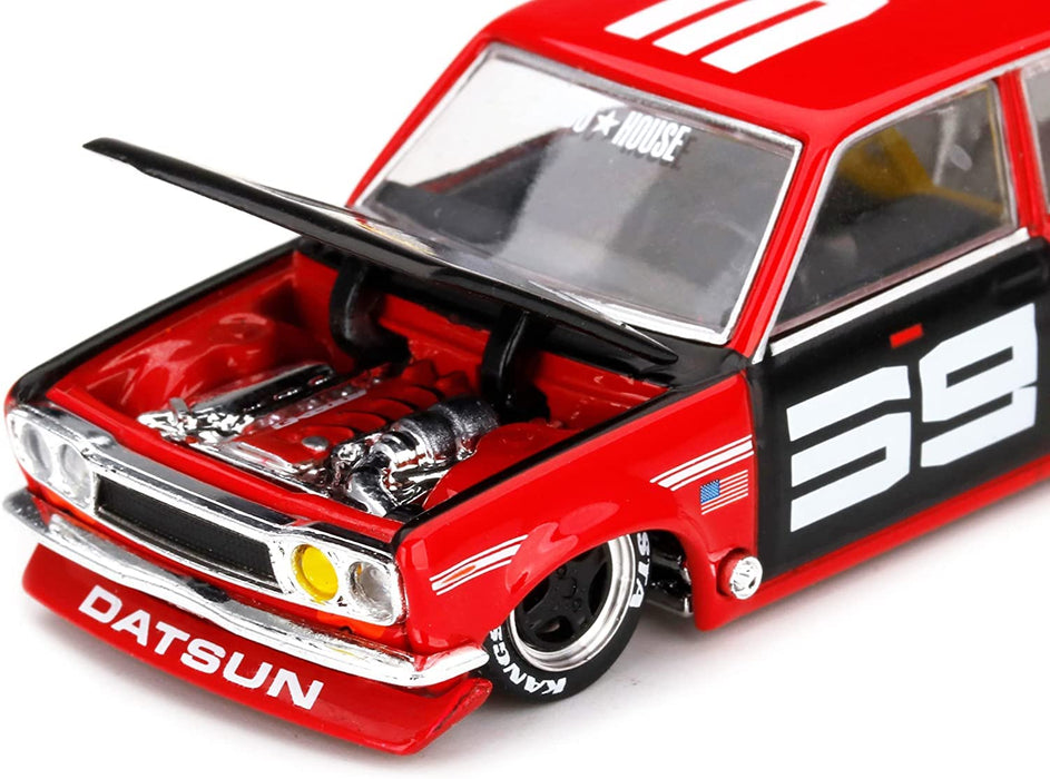 MINI GT 1/64 Datsun 510 Pro Street SK510 Red Kaido House LHD Diecast Car NEW_4