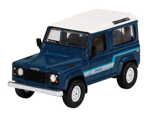 MINI GT 1/64 Land Rover Defender 90 County Wagon Stratos Blue LHD MGT00353-L NEW_1