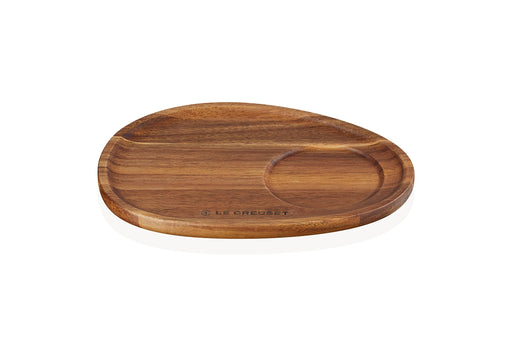 Le Creuset Wood Board Acacia Wood Tray Brown Oval 17x23x1.5cm Dishwasher Safe_2