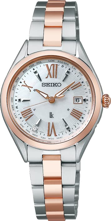 SEIKO Lukia Lady collection SSQV104 Solor Radio Women's Watch Silver+Pink Gold_1