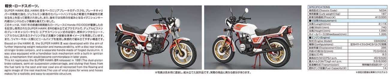 AOSHIMA 1/12 The Bike No.16 HONDA NC04 SUPER HAWK3R 1981 Plastic Model kit NEW_6