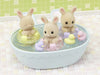 EPOCH Sylvanian Families MILK RABBIT TRIPLETS & BATH SET DF-22 polystyrene NEW_5