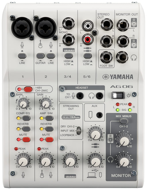 YAMAHA AG06 AG06MK2 W 6ch Live Streaming Mixer USB Audio Interface White NEW_2