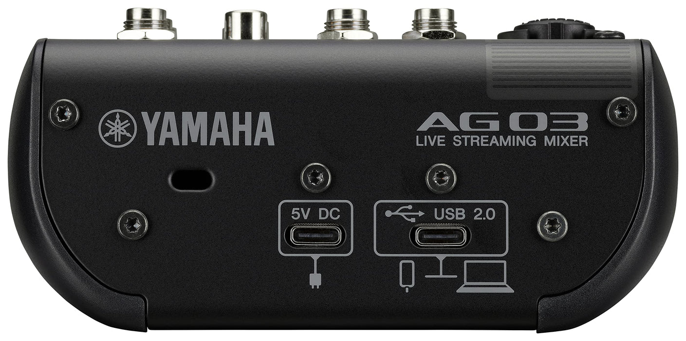 YAMAHA Live Streaming Mixer 3 Channel Black AG03MK2 B 3.5mm Audio USB-C NEW_3