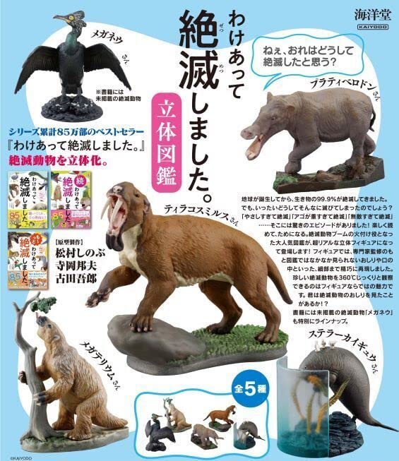 Kiyodo Capsule Q Museum It went extinct for a reason. 3D Picture Book All 5 Set_1